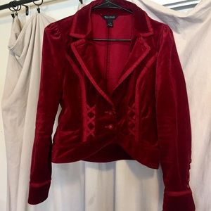 WHBM Red Velvet Jacket with Lacing